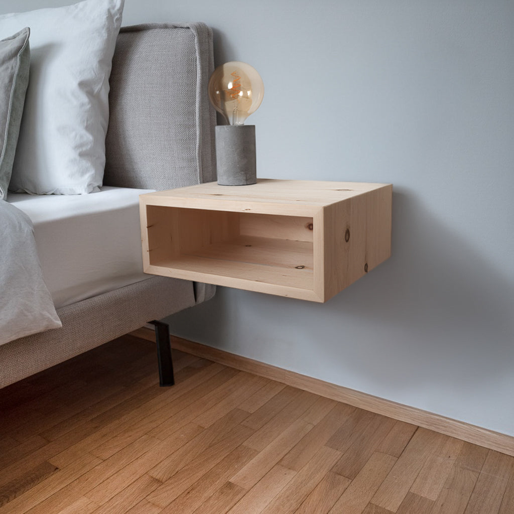 Schwebender Nachttisch TRAFOI aus Zirbenholz – minimalistisch & handgefertigt